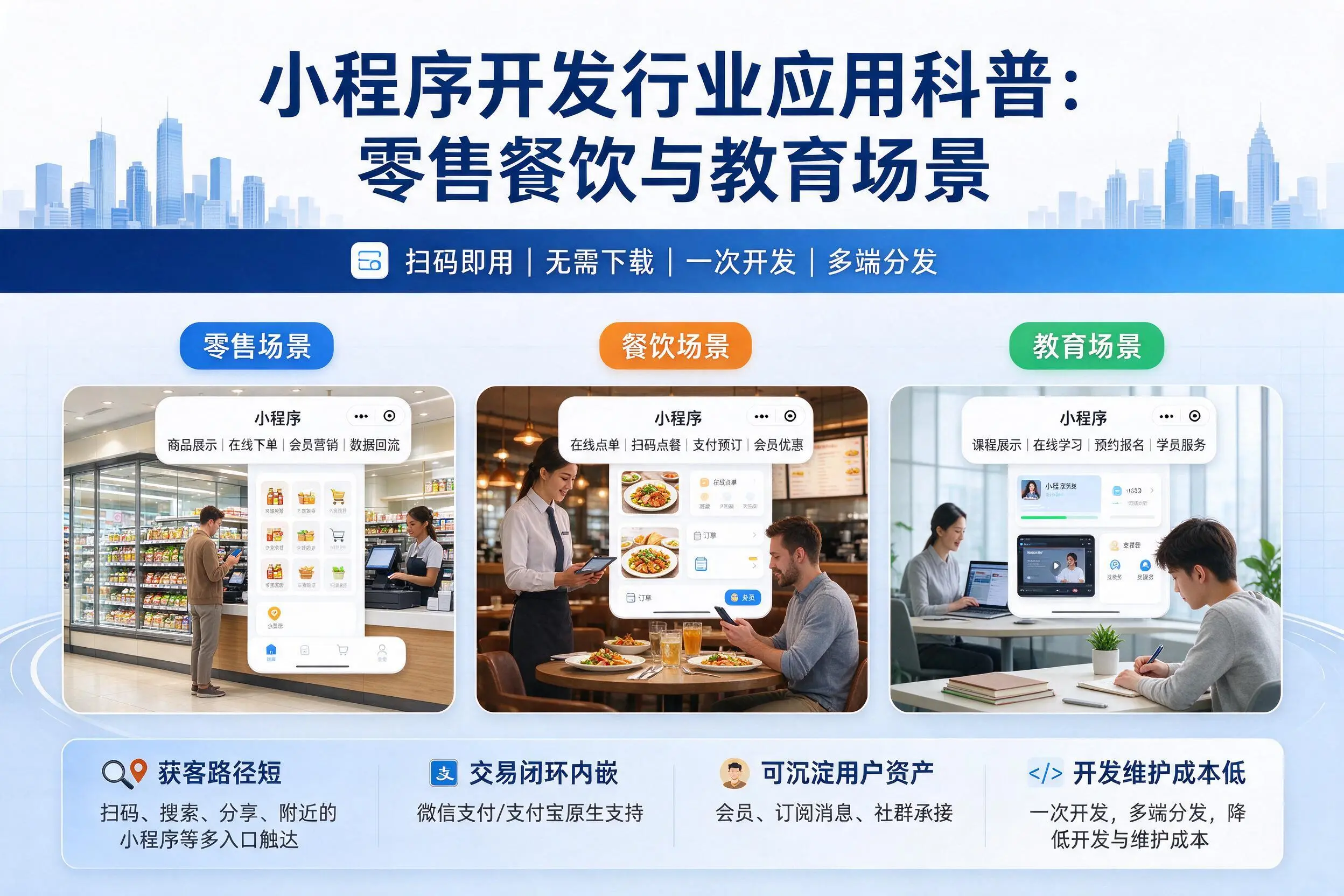 天门小程序开发行业应用科普:零售餐饮与教育场景