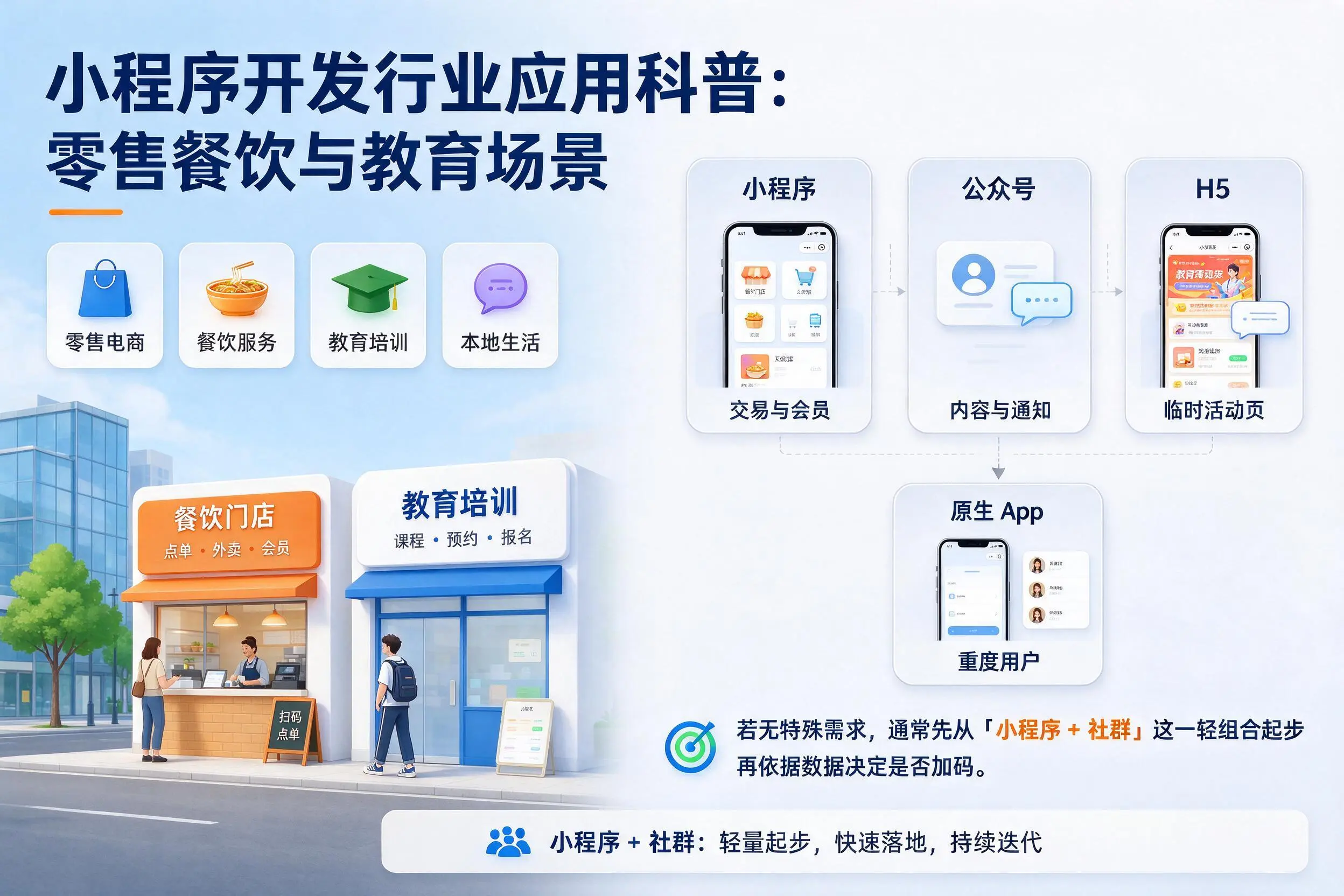 天门小程序开发行业应用科普:零售餐饮与教育场景