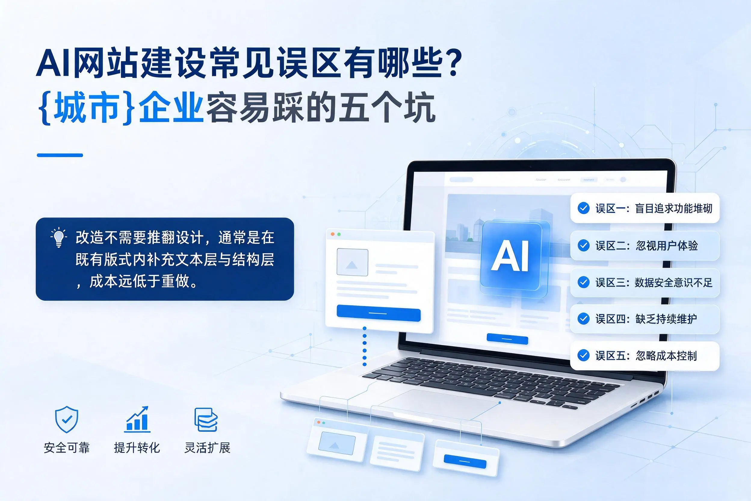 AI网站建设常见误区有哪些?天门企业容易踩的五个坑