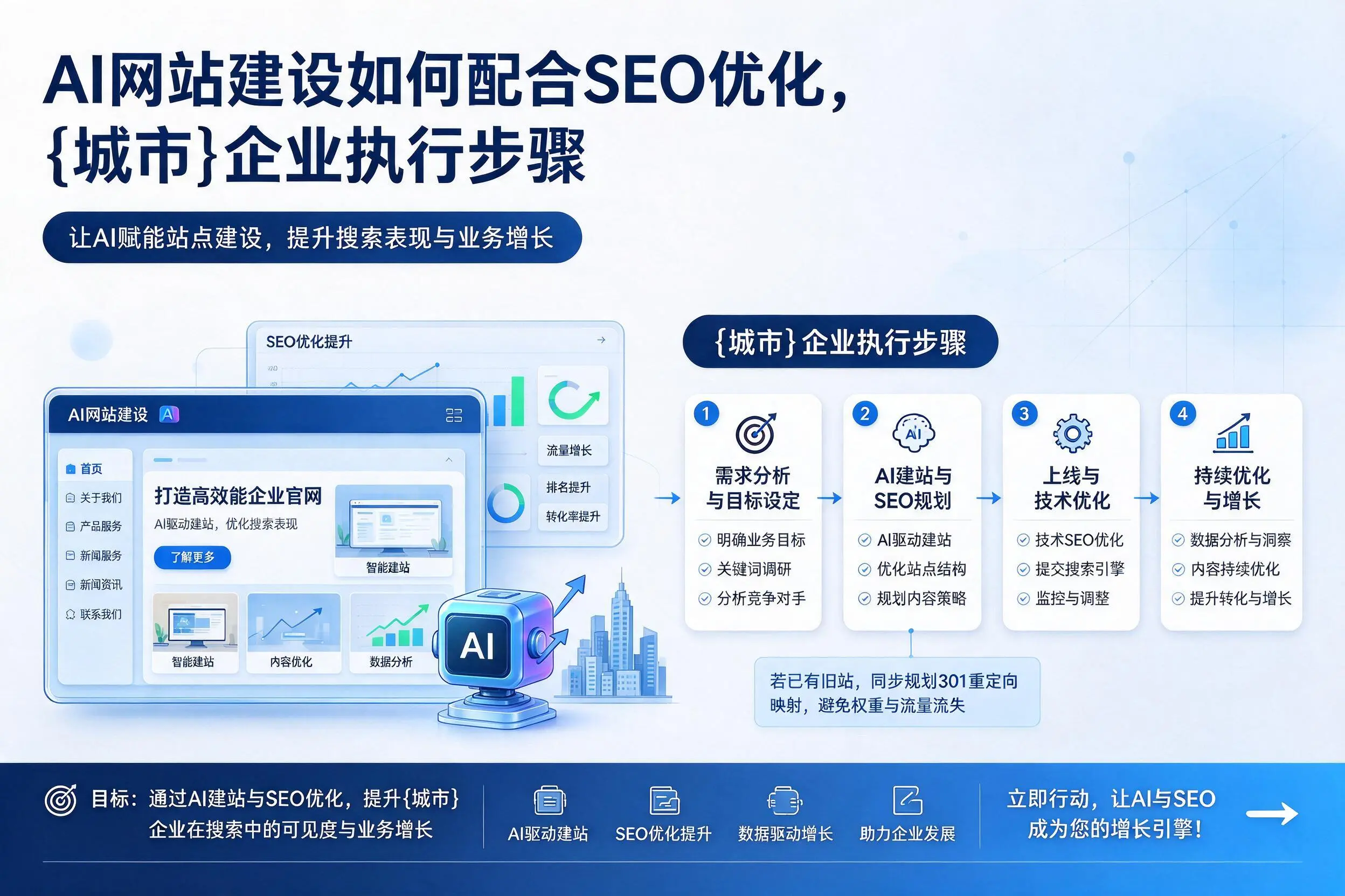 AI网站建设如何配合SEO优化,天门企业执行步骤