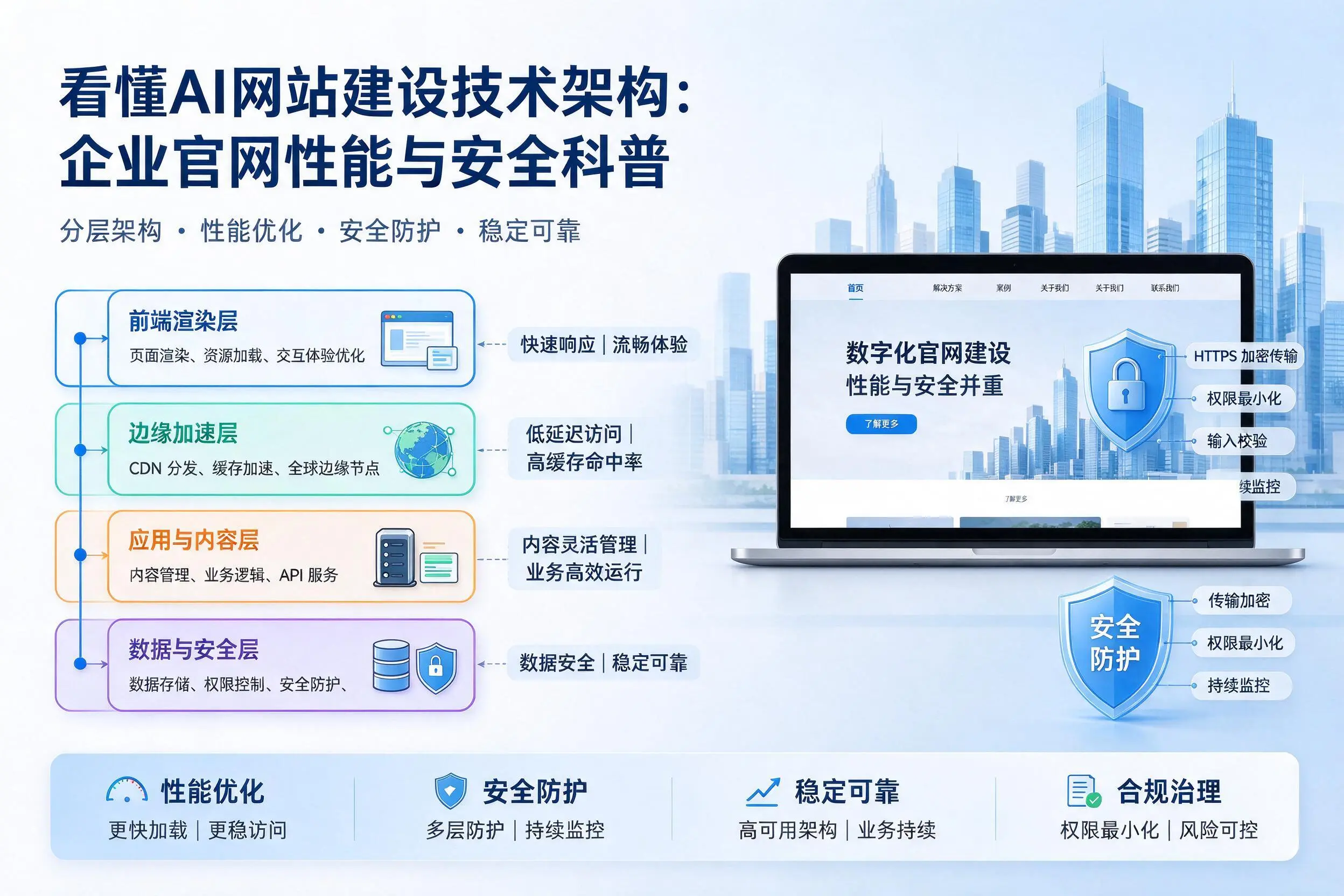 看懂AI网站建设技术架构:天门企业官网性能与安全科普