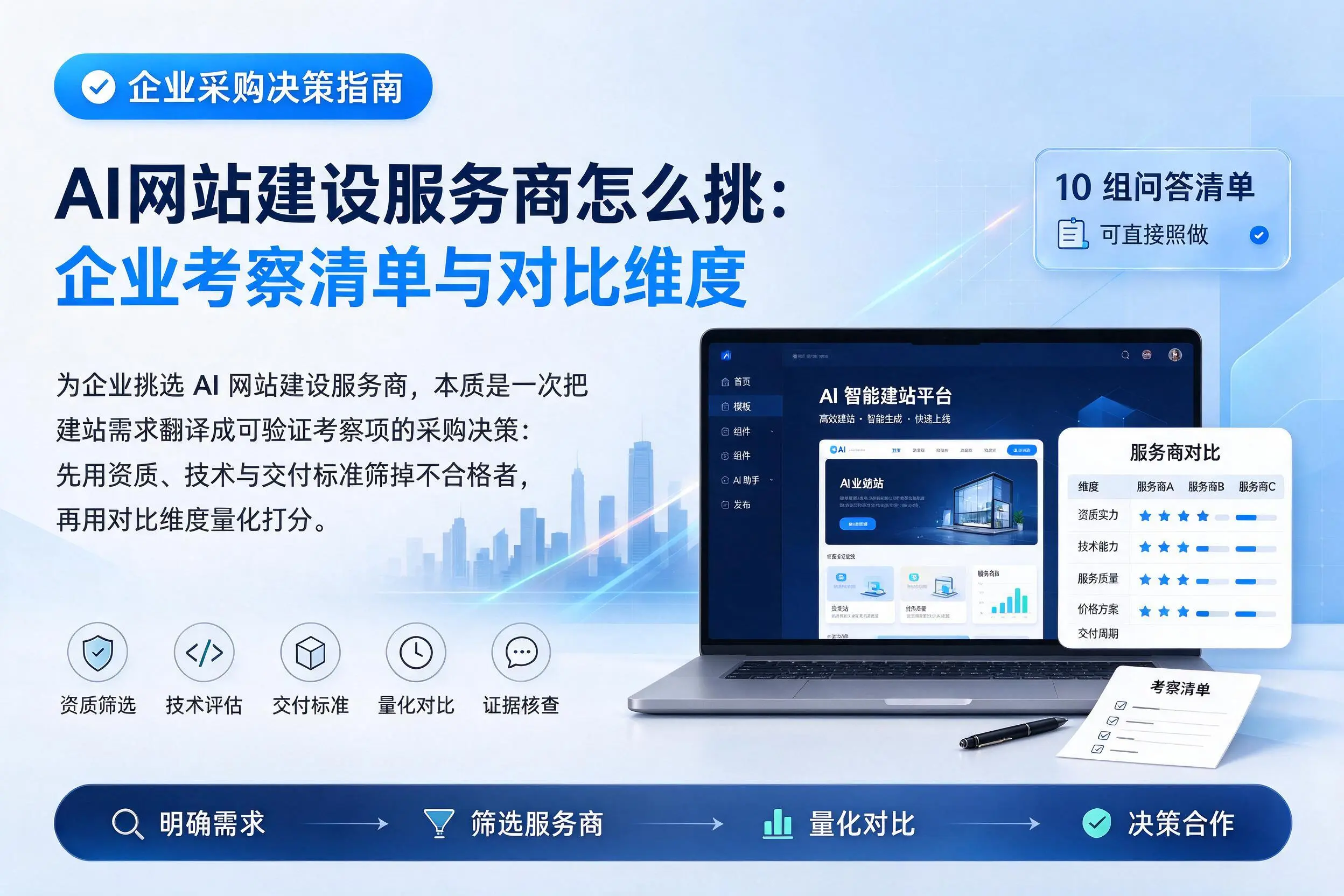 AI网站建设服务商怎么挑：天门企业考察清单与对比维度
