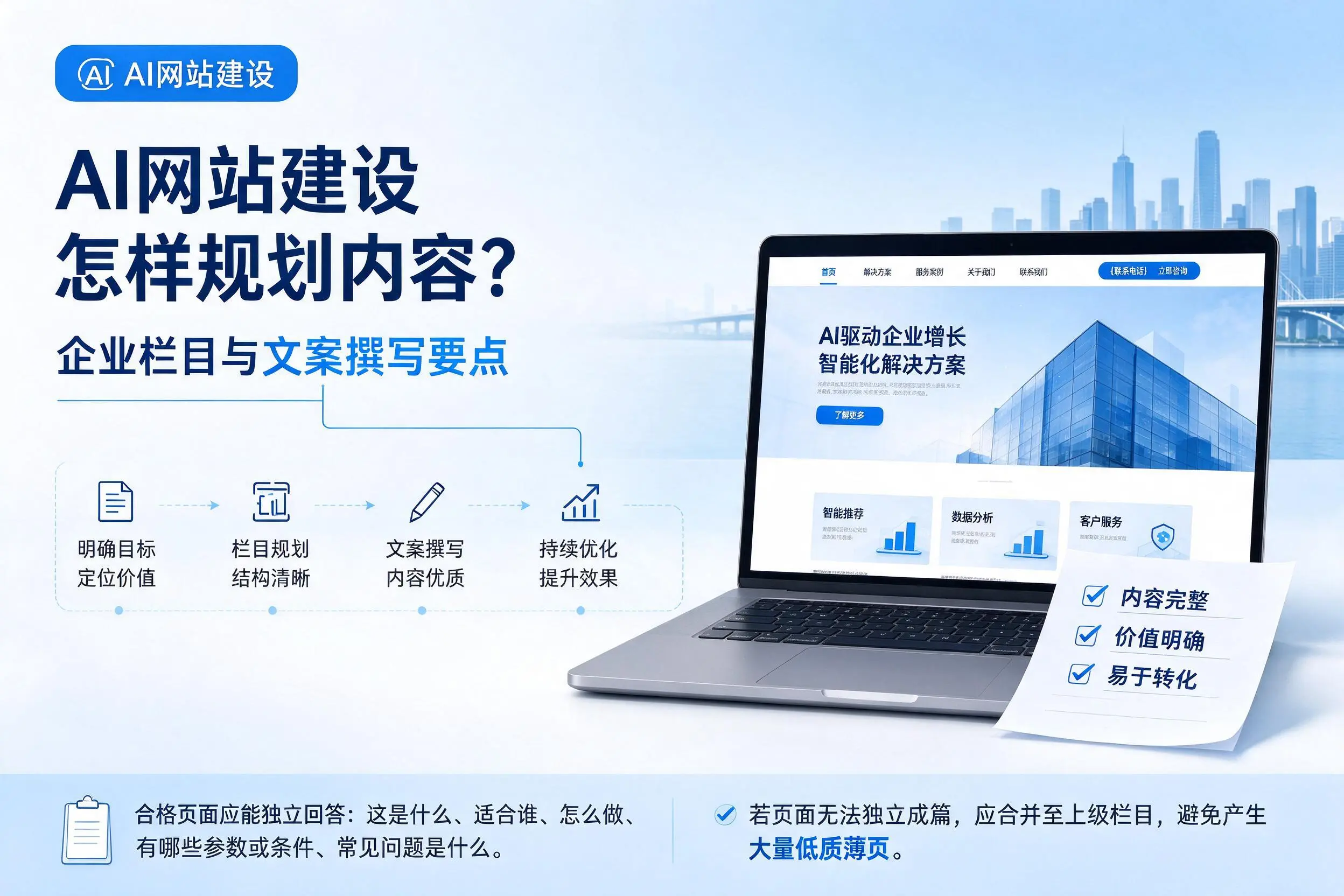 AI网站建设怎样规划内容?天门企业栏目与文案撰写要点